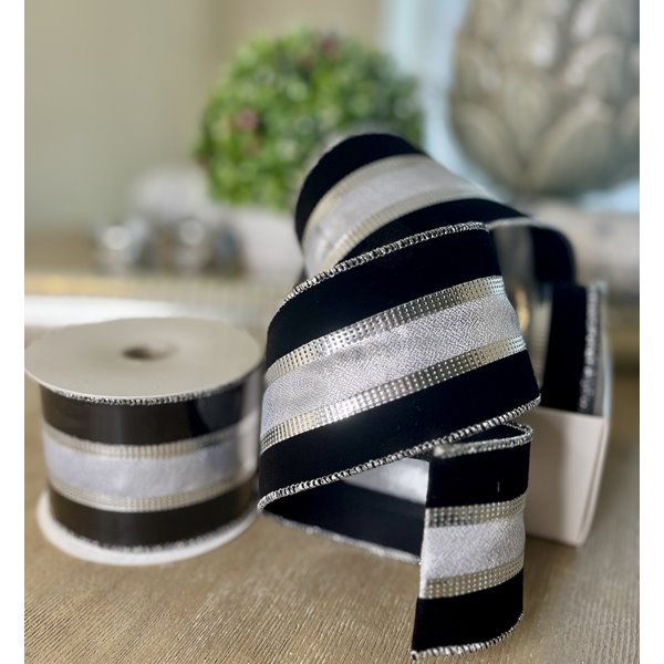 Black Velvet and Silver Wired Ribbon