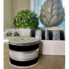 Black Velvet and Silver Wired Ribbon Image