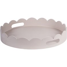 Dove Grey Scallop Edge Round Tray Image