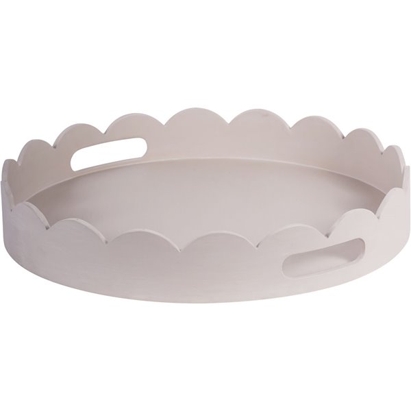 Dove Grey Scallop Edge Round Tray