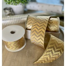 Gold Chevron Wired Ribbon Image