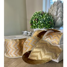 Gold Chevron Wired Ribbon Image