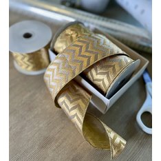 Gold Chevron Wired Ribbon Image