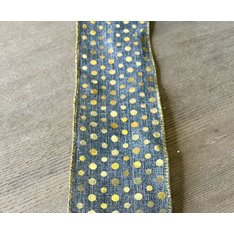 Grey with Gold polka Dot Wired Ribbon Image