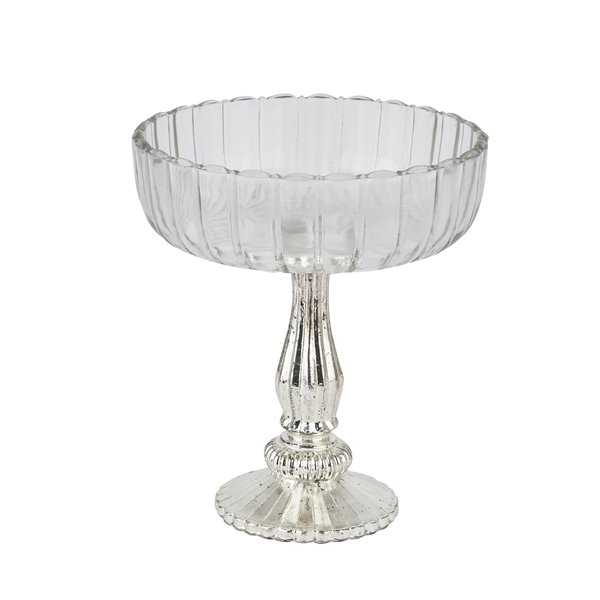 Medium Fluted Glass Bowl on Stand