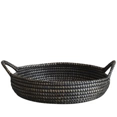 Natural and Black woven Round Tray Image