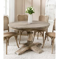 Natural Wood Round Dining Table Image