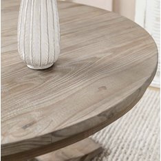 Natural Wood Round Dining Table Image