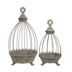 Ornate Grey Cloche Planters Pair Image