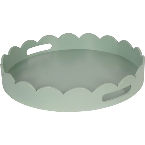 Pale Green Scallop Edge Round Tray 