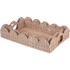 Set of 2 Rattan Scallop Edge Trays Image