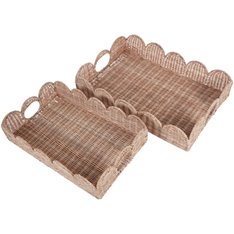 Set of 2 Rattan Scallop Edge Trays Image