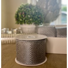 Silver Grey Woven Wired Ribbon Image