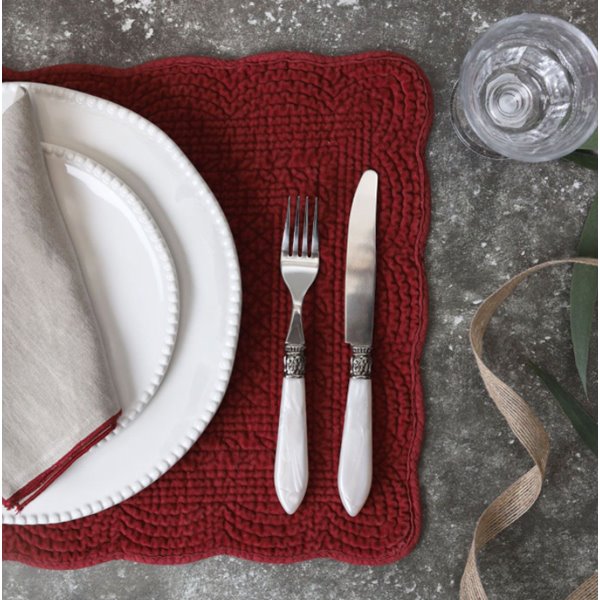 Soft Red Stonewashed Velvet placemat set of 2 