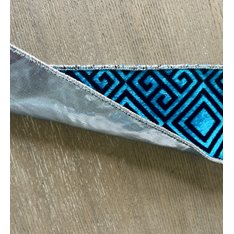 Turquoise and Black Velvet Wired Ribbon  Image