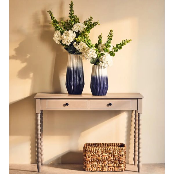 Two drawer Grey Console with bobble legs