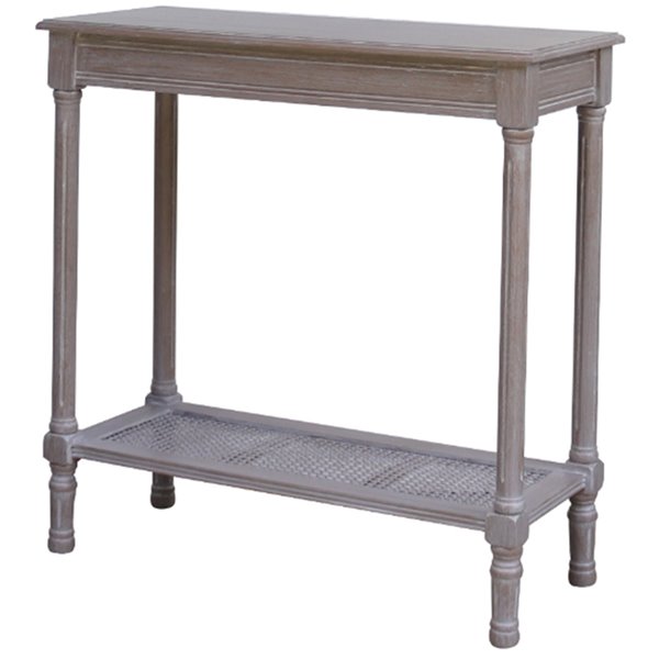 Washed Taupe Console with Cane Shelf 