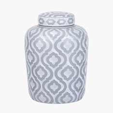 White and Grey Pattern Lidded Jar Image