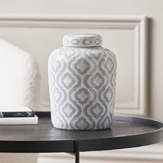 White and Grey Pattern Lidded Jar Image