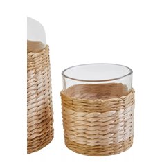 Woven Rattan Decanter Set with 2 Glasses Image