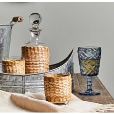 Woven Rattan Decanter Set with 2 Glasses Image